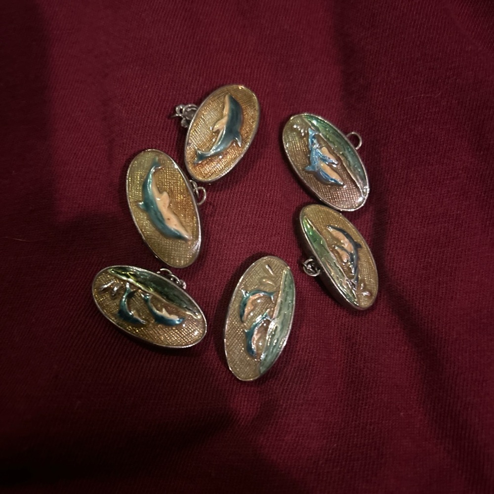 Gold and Blue Dolphin charms
